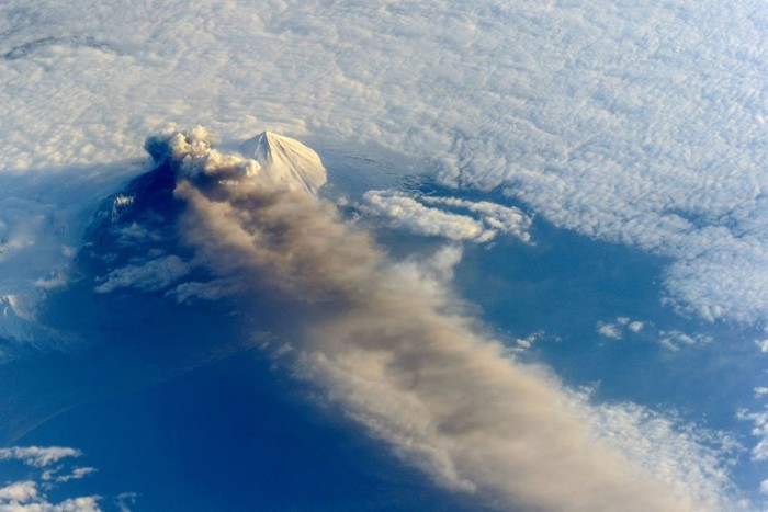 Photo of the eruption of volcanoes from outer space