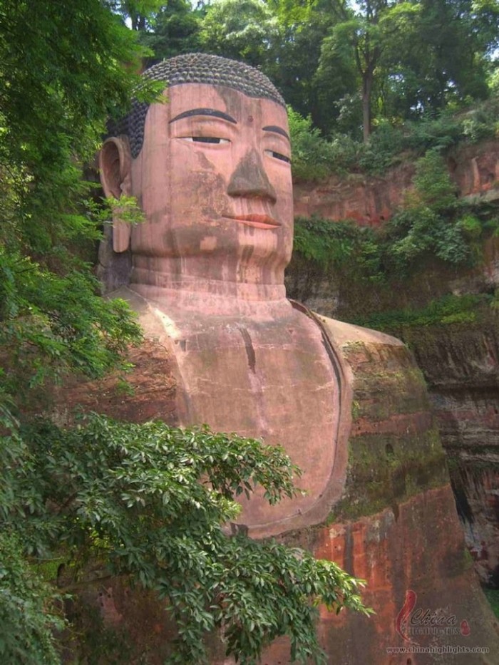 The world's largest Buddha statue carved into the rock