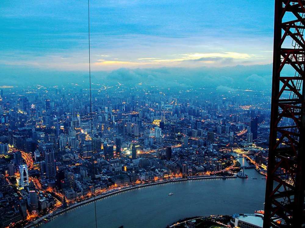 Фотографии Шанхая с высоты башенного крана