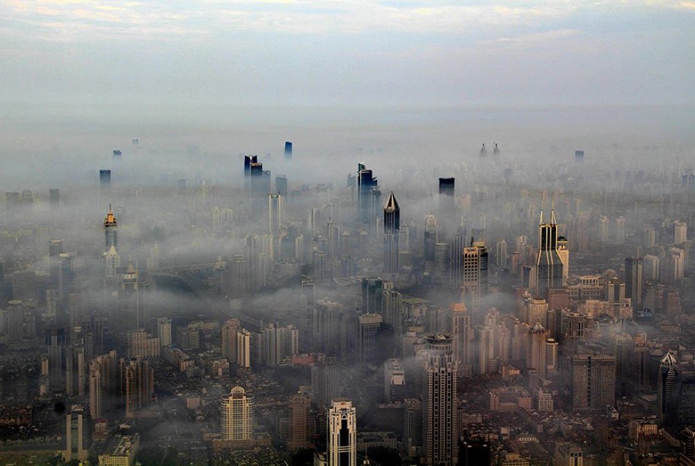 Фотографии Шанхая с высоты башенного крана