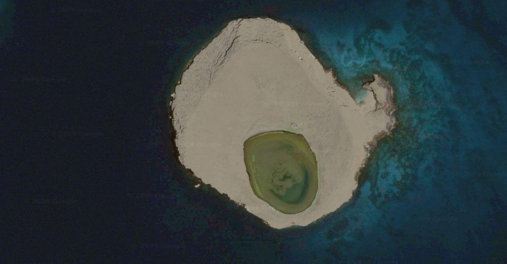 Bainbridge Rokas & unusual island with a crater in the Galapagos archipelago