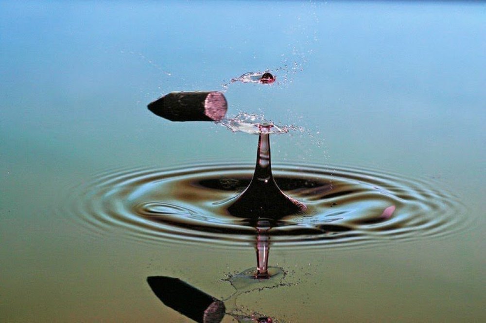 High-speed photos of a flying bullet