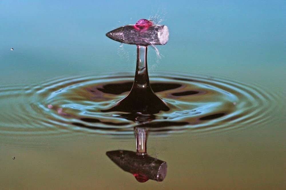 High-speed photos of a flying bullet