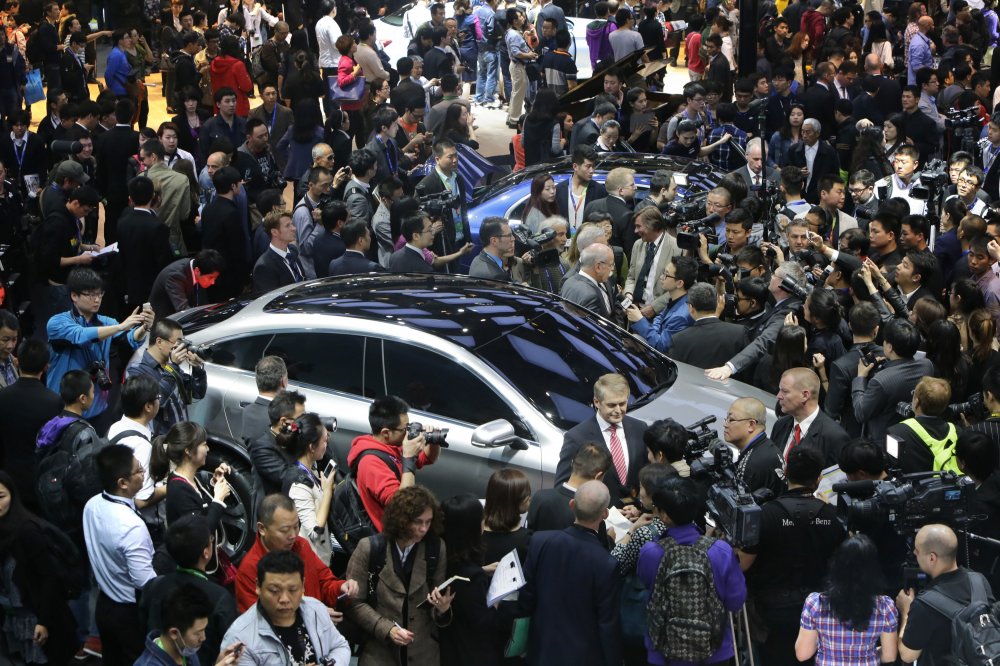 Walking through the car dealership in Beijing