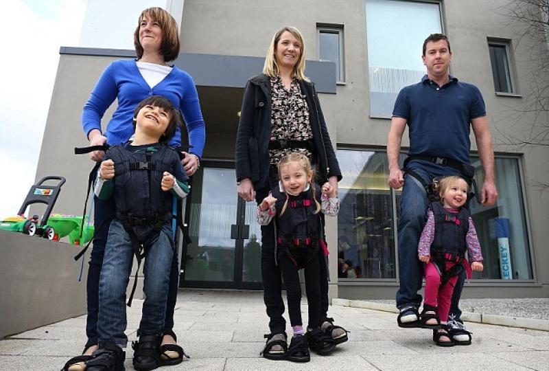 Mom invented a device that teaches children to walk.