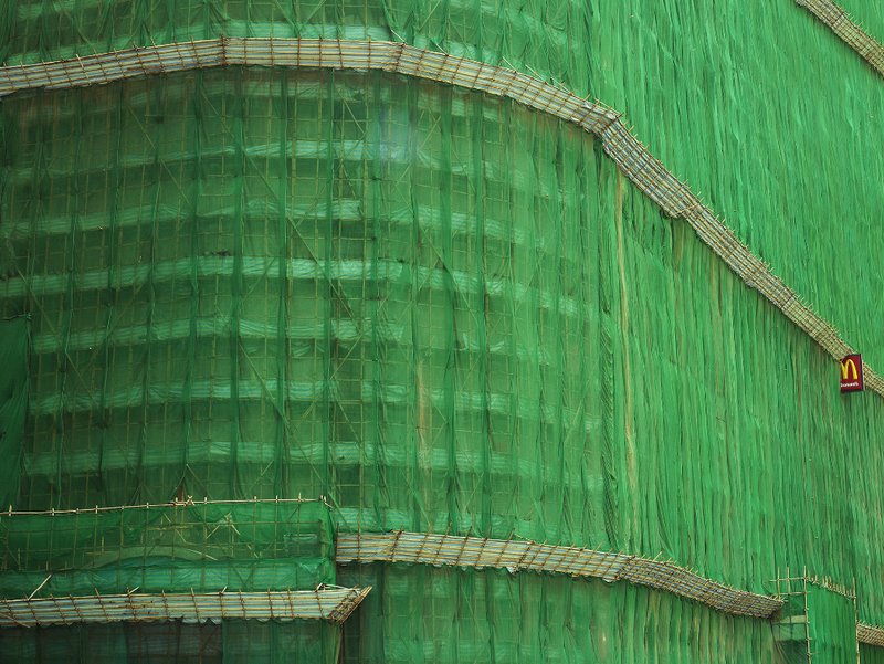 The colorful construction cocoons of Hong Kong