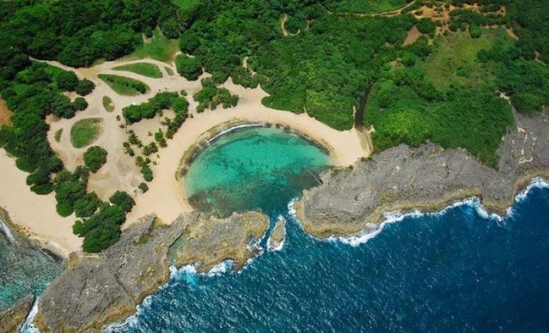 The secluded beach of Mar Chiquita in Puerto Rico