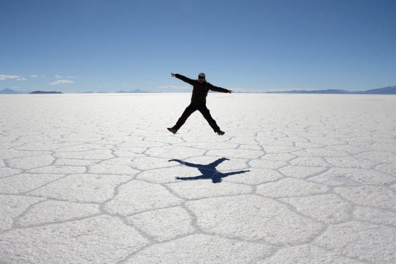 The largest mirror in the world: the almost dried Lake Uyuni in Bolivia
