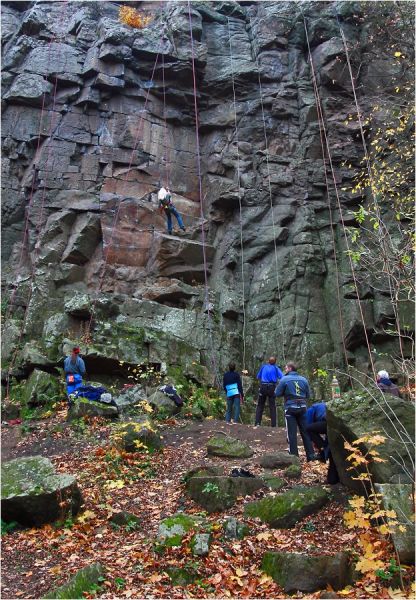 The sheer wall of the granite canyon of the Teterev River