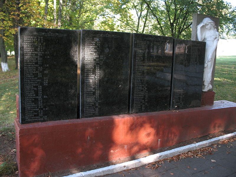 Memorial sign in honor of fellow villagers, Solobkovtsy 