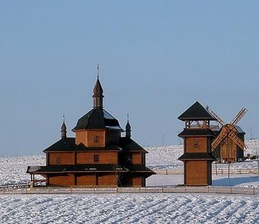 The Holy Ascension wooden temple in the Vodianiki