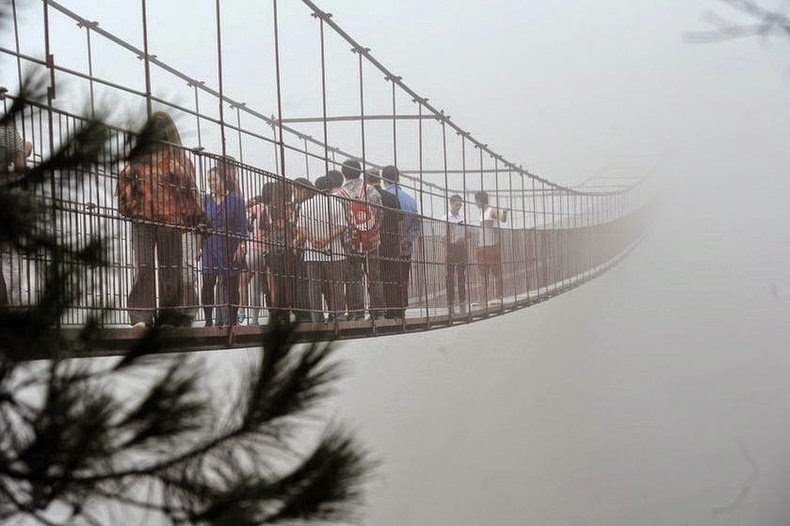 Transparent suspension bridge in China