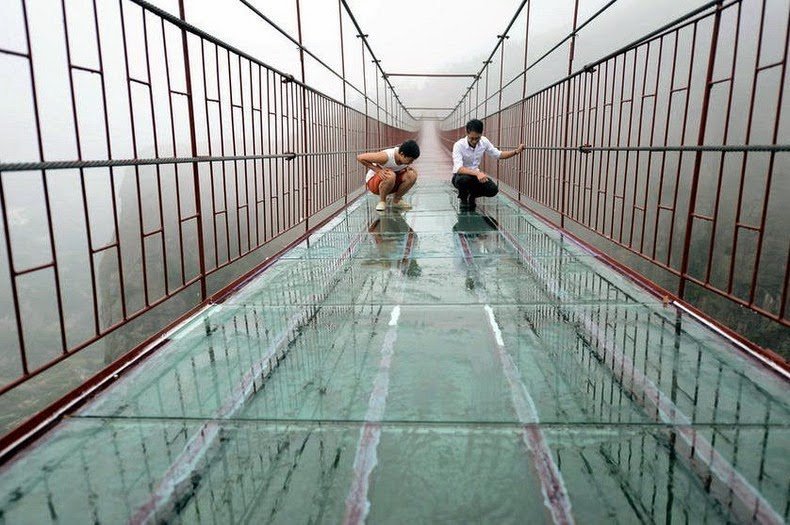 Transparent suspension bridge in China