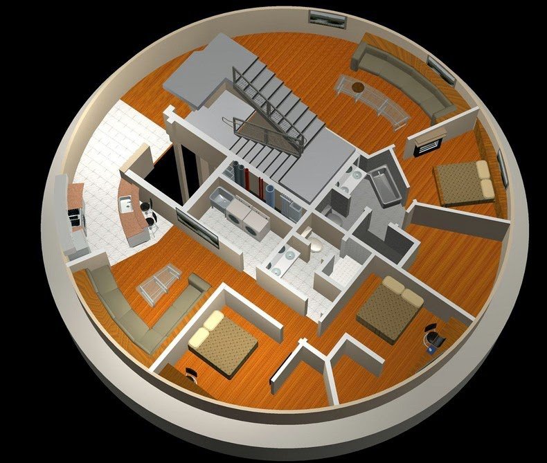 Multifamily house-bunker for survival