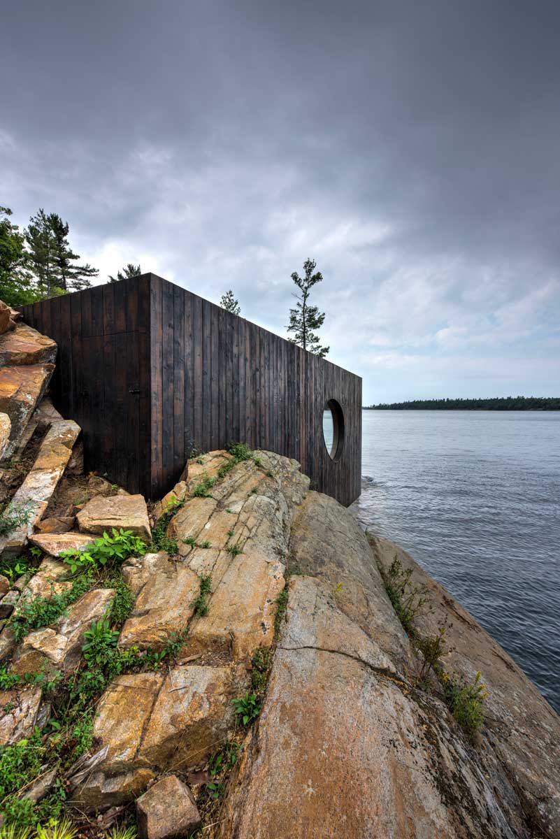 Beech sauna in the rock