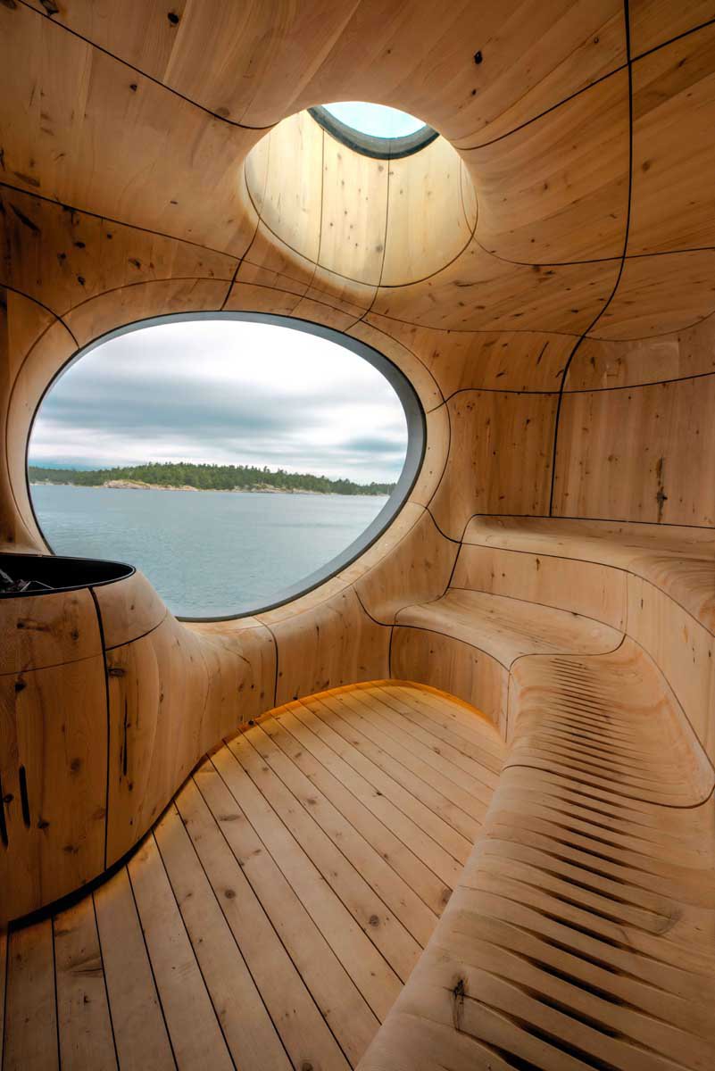 Beech sauna in the rock