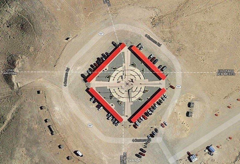 Monument of the four corners in the Navajo Neishan reservation