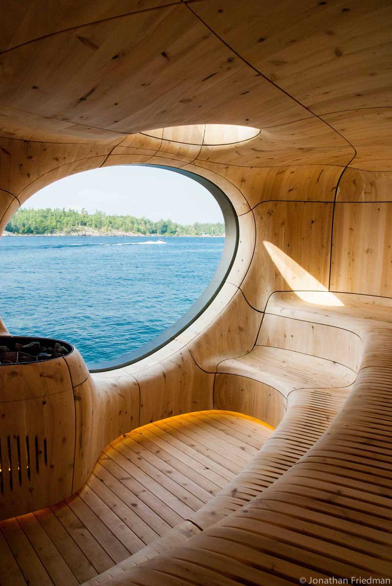 Beech sauna in the rock