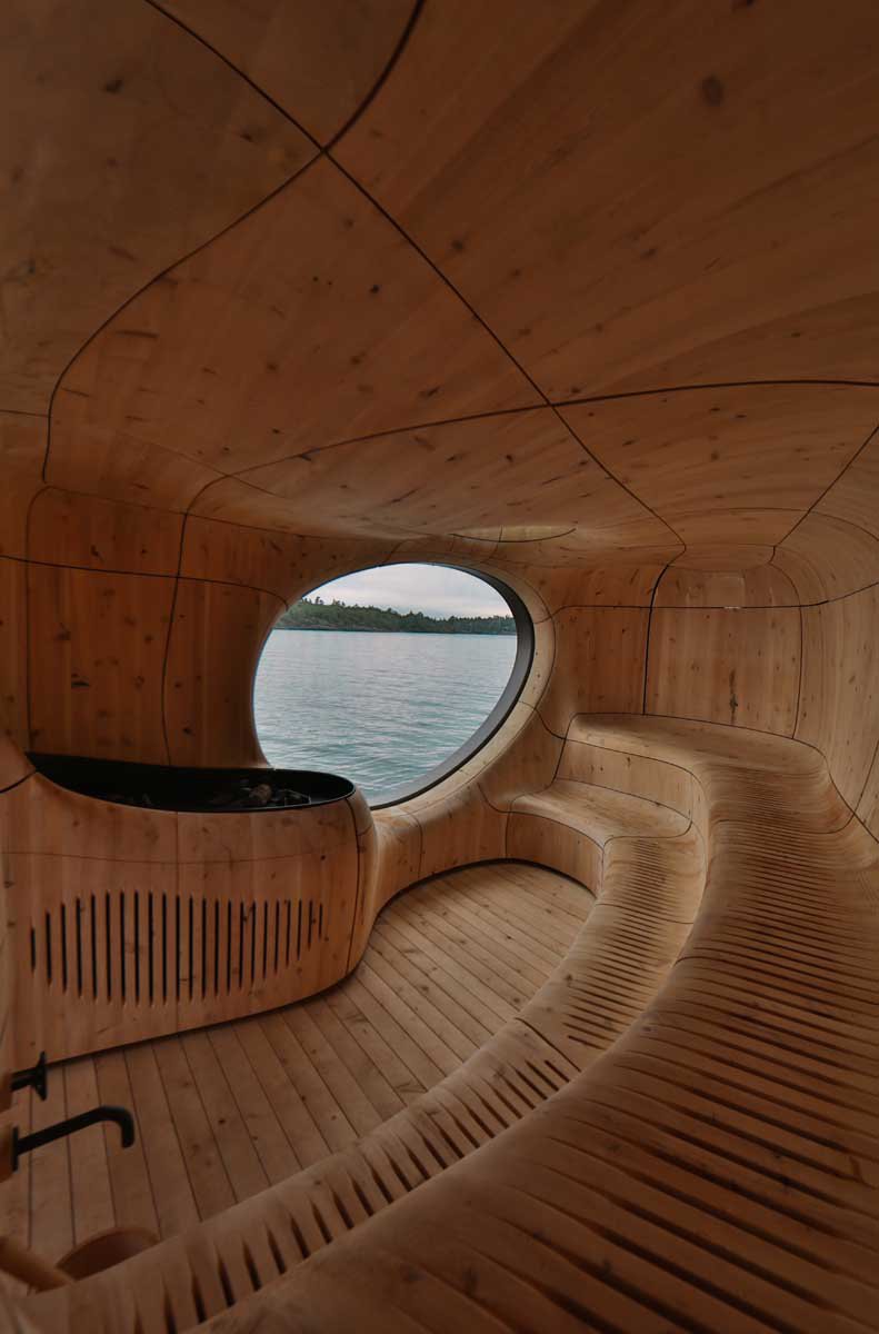 Beech sauna in the rock