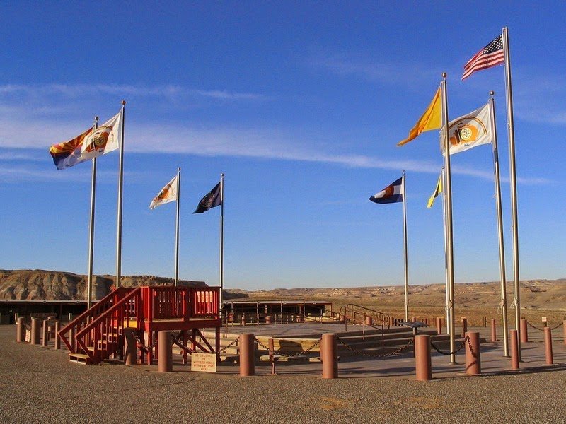 Monument of the four corners in the Navajo Neishan reservation