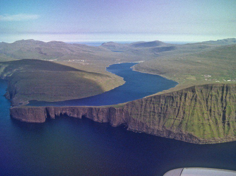 Unusual Lake Sorvagsvatn on the Faroe Islands