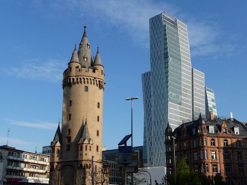 The medieval tower in the center of Frankfurt