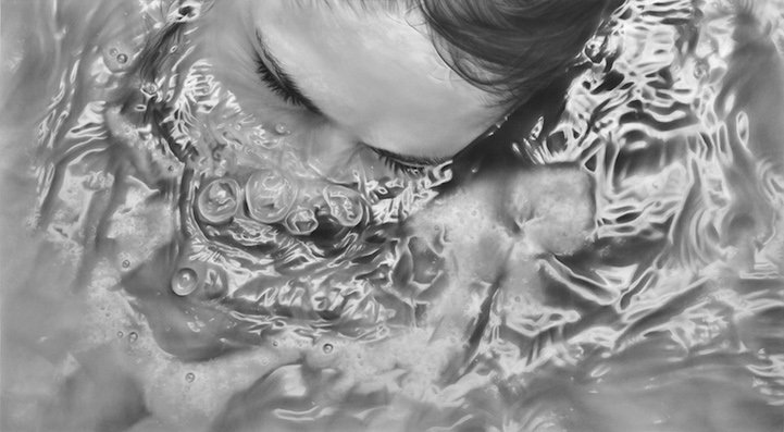 Photorealistic portraits of graphite dust