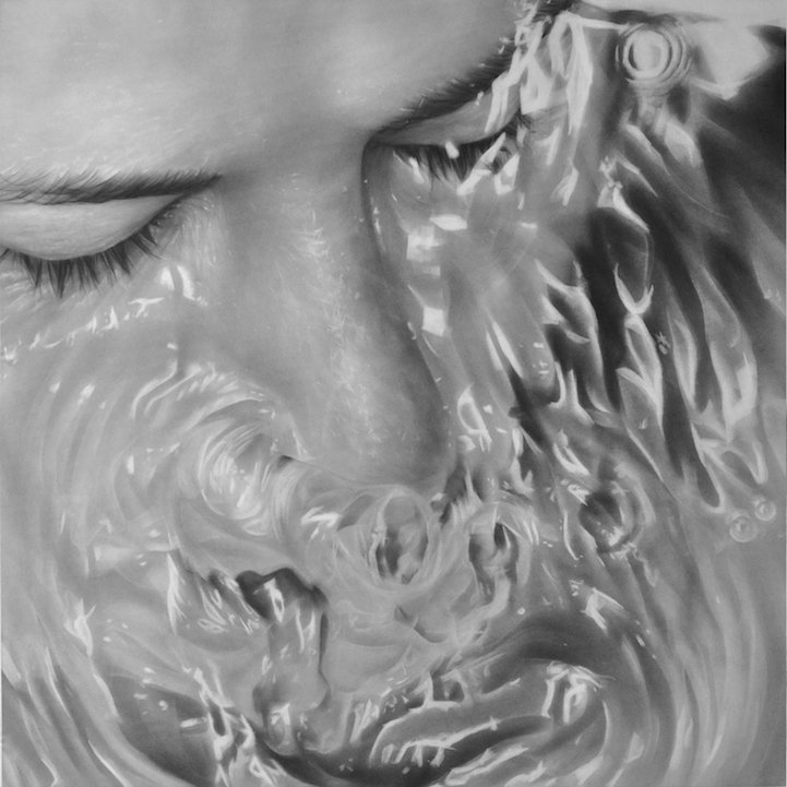 Photorealistic portraits of graphite dust