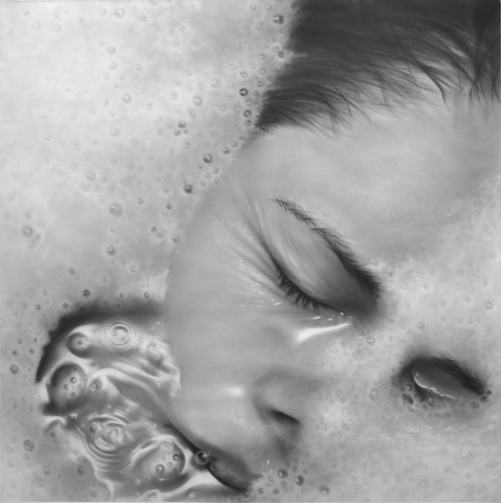 Photorealistic portraits with graphite dust