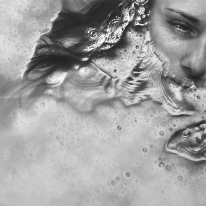 Photorealistic portraits of graphite dust