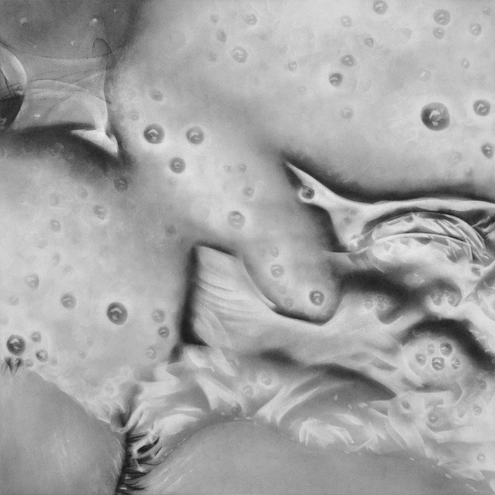 Photorealistic portraits of graphite dust