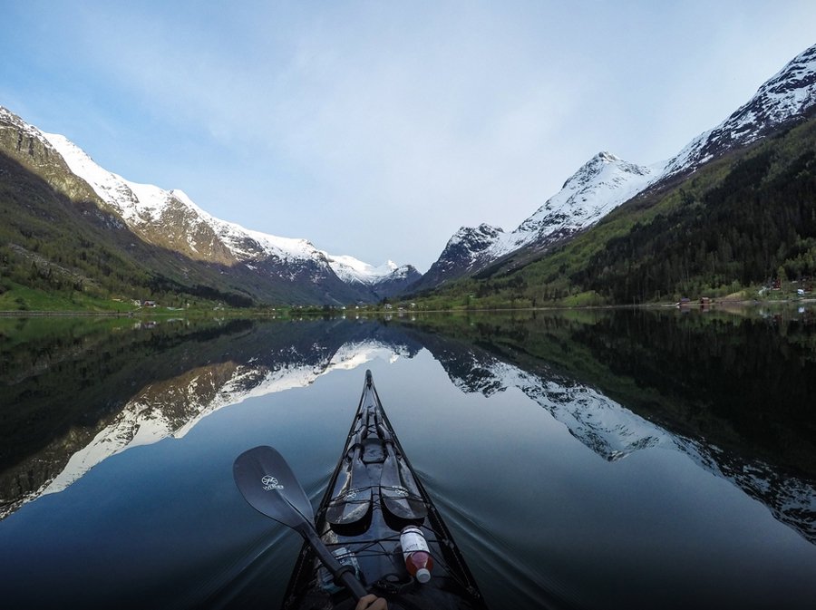 The beauty of Norwegian fjords from a kayak