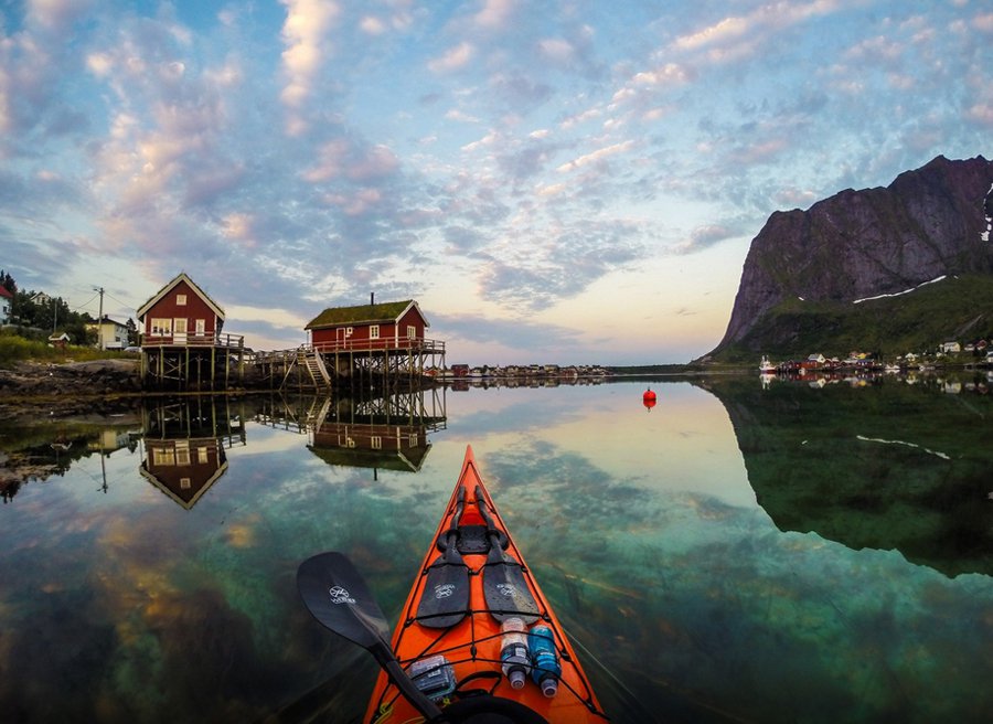 The beauty of Norwegian fjords from a kayak
