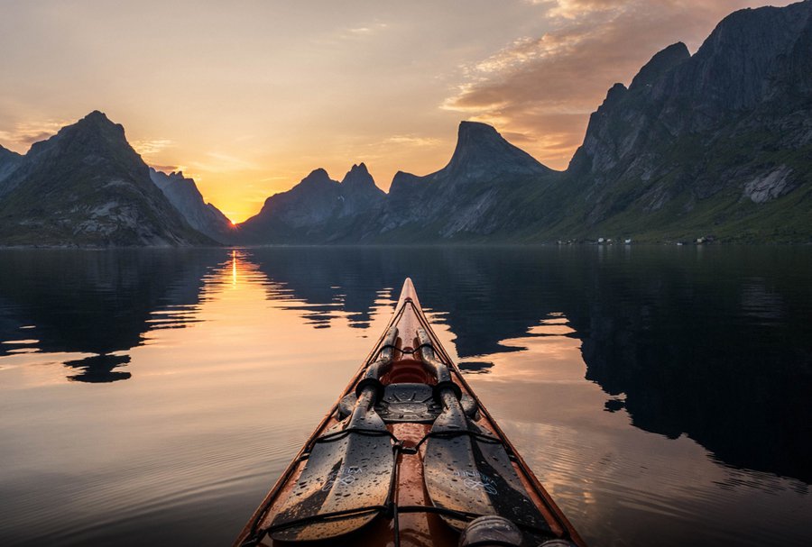Красота норвежских фьордов из каяка