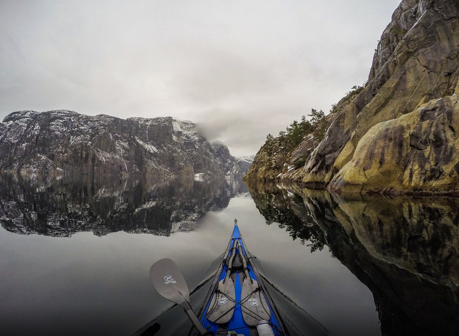 The beauty of Norwegian fjords from a kayak