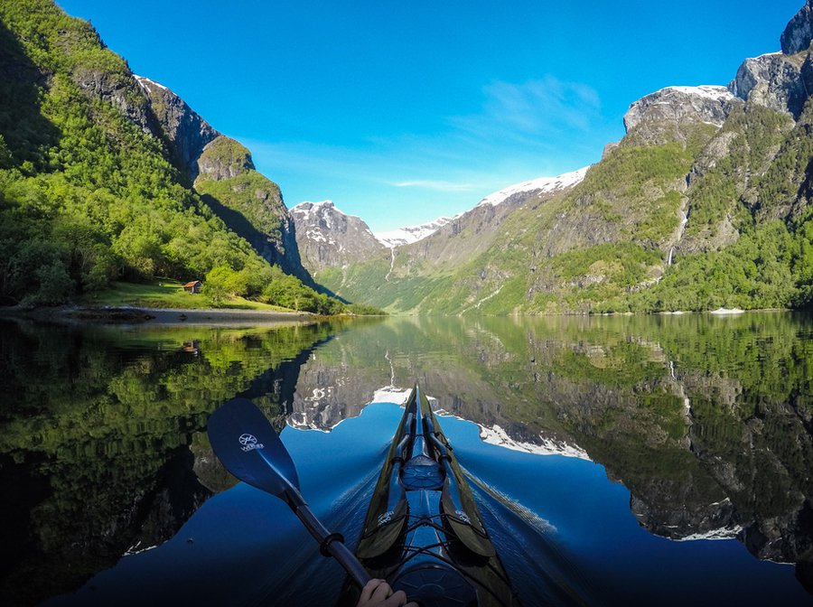 The beauty of Norwegian fjords from a kayak