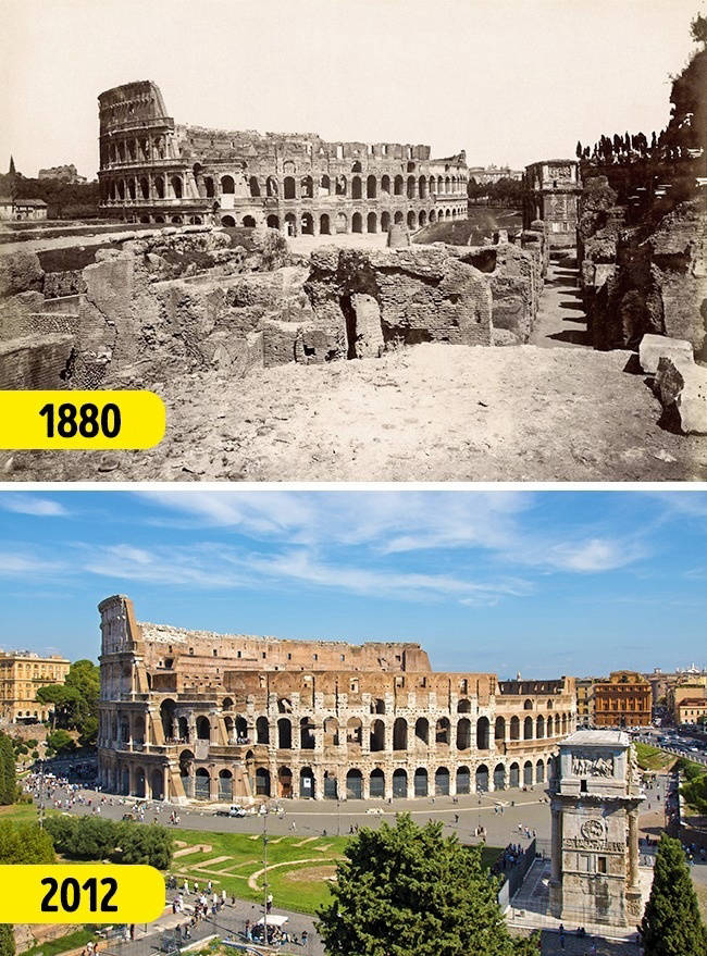How the famous places of the world have changed since the time when the photo was black and white