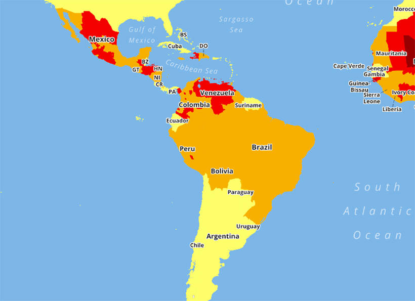 Карты самых опасных стран на планете для тех, кто планирует путешествия на 2018 год