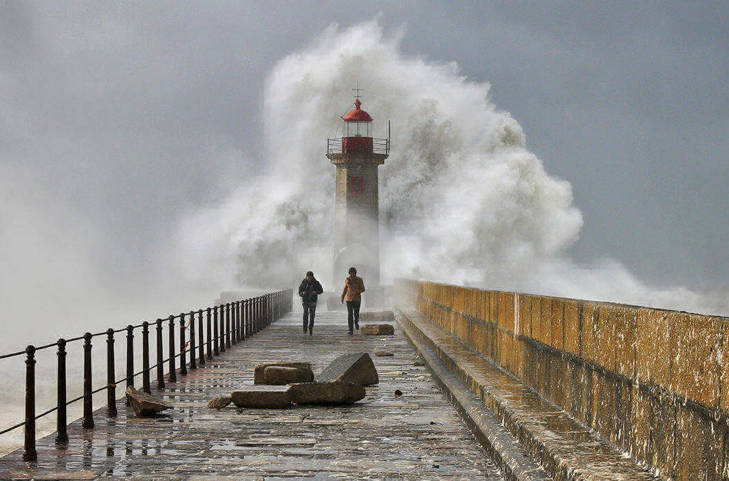 Lighthouse in the city of Porto, Portugal