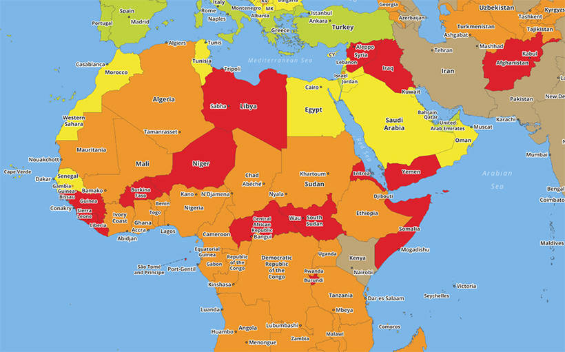 Карты самых опасных стран на планете для тех, кто планирует путешествия на 2018 год