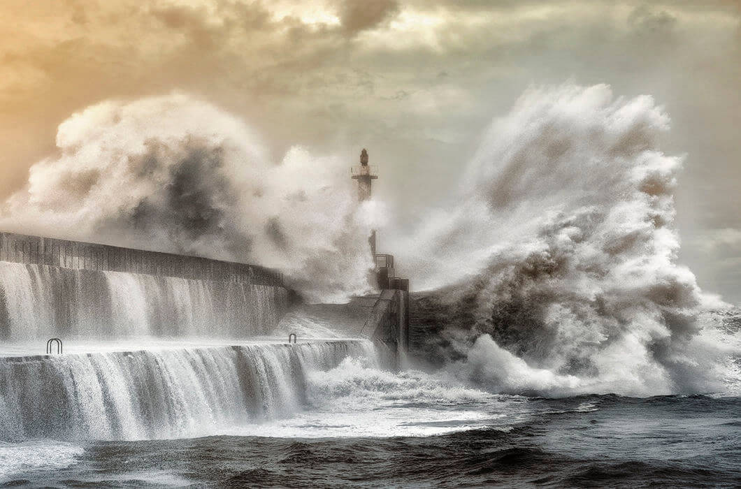 Lighthouse in the town of San Esteban de Pragua, Spain