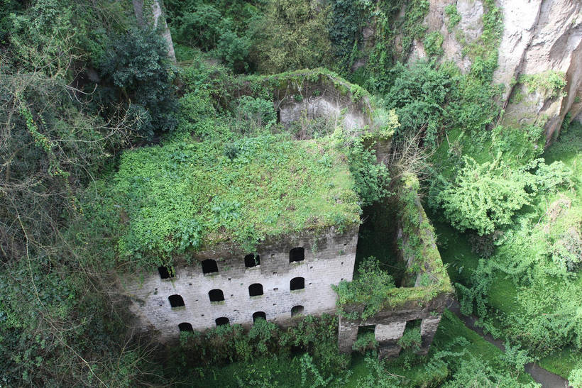 Valley of the Mills - abandoned mills at the bottom of the gorge in Ita and