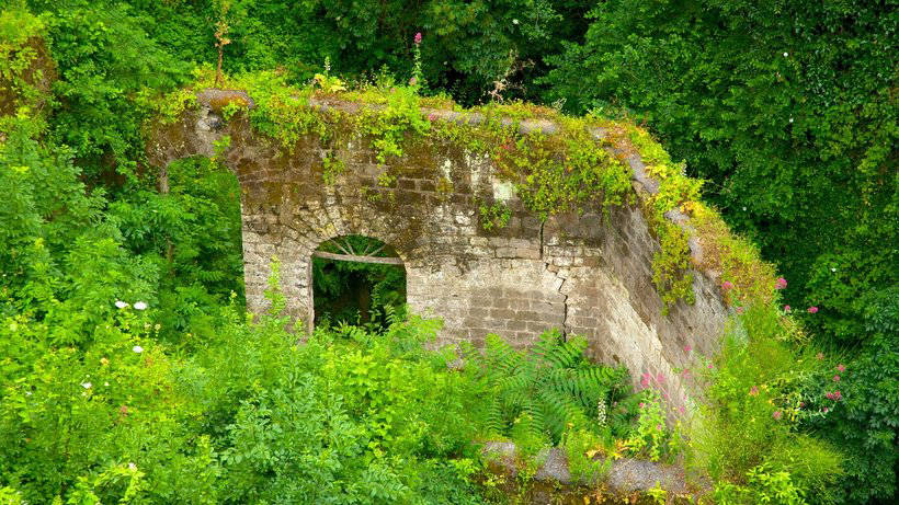 Valley of the Mills - abandoned mills at the bottom of the gorge in Italy