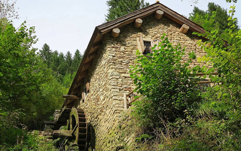 Valley of the Mills - abandoned mills at the bottom of the gorge in Italy