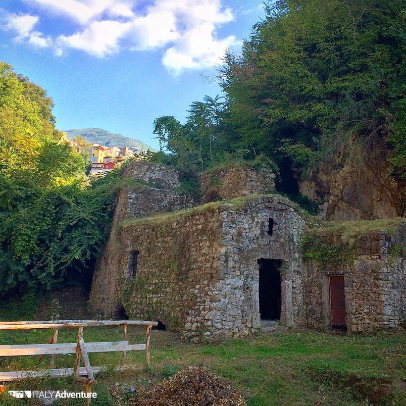 Valley of the Mills - abandoned mills at the bottom of the gorge in Italy