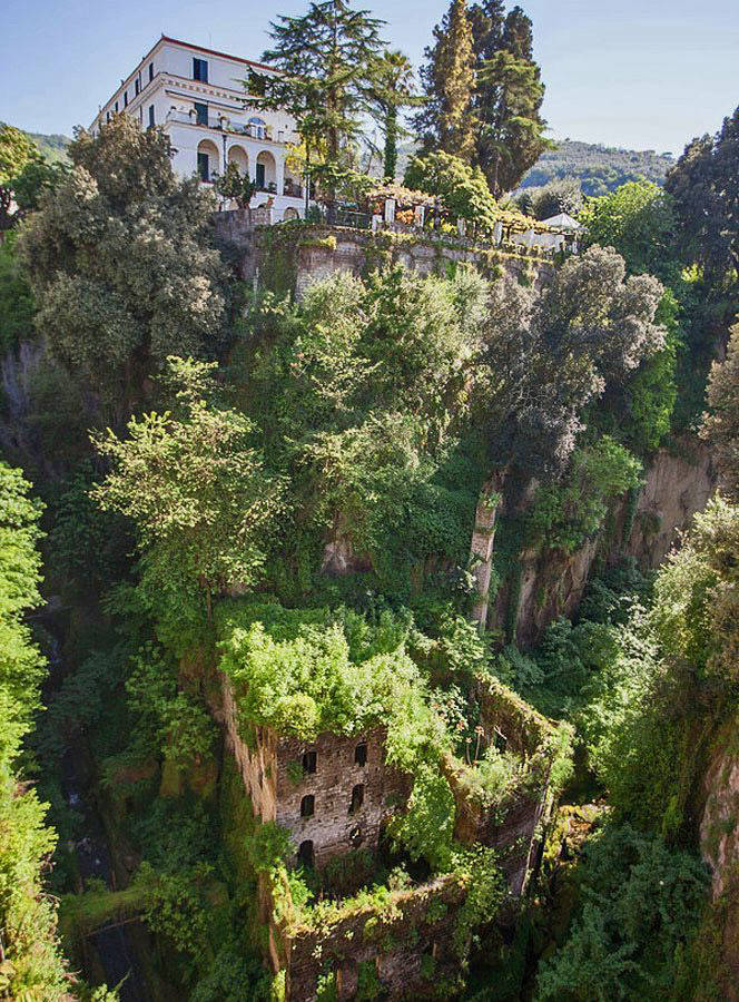 Valley of the Mills - abandoned mills at the bottom of the gorge in Italy