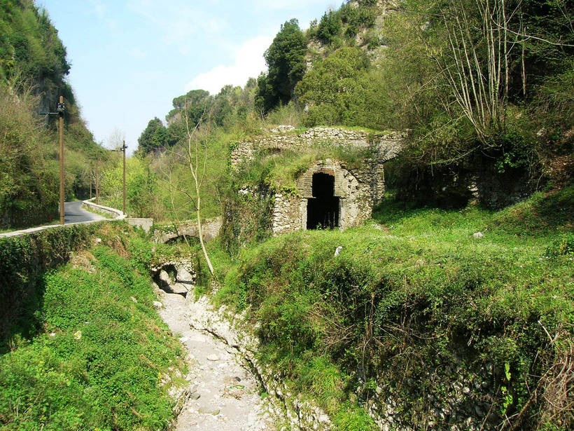 Valley of the Mills - abandoned mills on the bottom Gorge in Italy