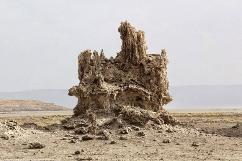 Stunning salt Abbe lake, whose landscapes are like part of another planet