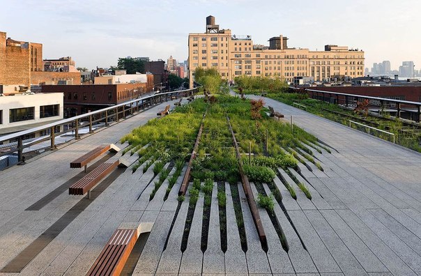 The High Line – ein Park auf Manhattan in einer Höhe von etwa 10 Metern über dem Erdboden, der anstelle einer ehemaligen oberirdischen Eisenbahn angelegt wurde - 6