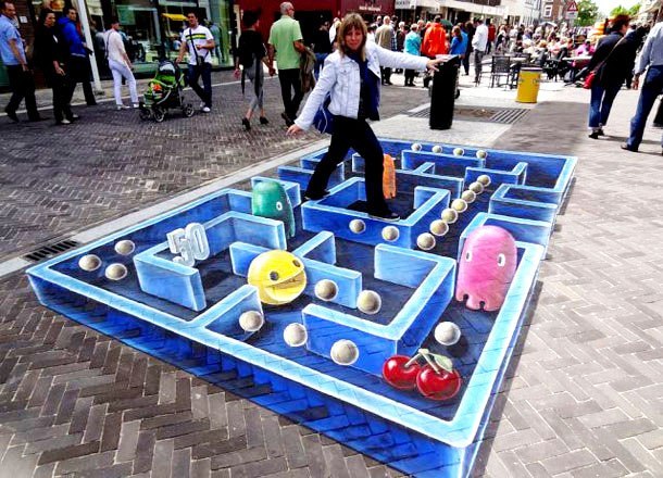 7幅精美的3D艺术作品被创作在柏油路面上。 - 5